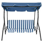 3 Person Porch Swing, Patio Swing with Removable Cushion & Powder-Coated Steel Frame, Outdoor Swing with Canopy for Porch, Garden
