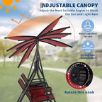 Sedia a dondolo da esterno con baldacchino regolabile, dondolo a bilanciere da esterno con struttura robusta per 2 adulti, ideale per prato e giardino