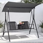 Outdoor Patio Swing Chair with Adjustable Canopy, Outdoor Patio Glider Swing with Heavy Duty Stand for 2 Adult Persons, Ideal for Lawn, Backyard