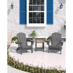 Sedie Adirondack Pieghevoli con Portabicchieri - 61L x 81P x 91A Sedie da Esterno in HDPE Resistenti alle Intemperie per Patio, Terrazzo e Giardino