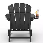 Sedie Adirondack Pieghevoli con Portabicchieri - 61L x 81P x 91A Sedie da Esterno in HDPE Resistenti alle Intemperie per Patio, Terrazzo e Giardino