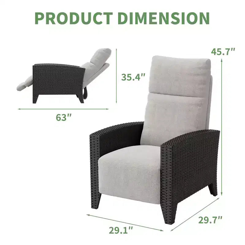 Poltrona Reclinabile in Vimini con Schienale e Poggiapiedi Regolabili, Poltrona da Patio Reclinabile in Rattan Piatta a 150° con Tavolino Laterale Estensibile e Pompa ad Aria