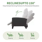Poltrona Reclinabile in Vimini con Schienale e Poggiapiedi Regolabili, Poltrona da Patio Reclinabile in Rattan Piatta a 150° con Tavolino Laterale Estensibile e Pompa ad Aria