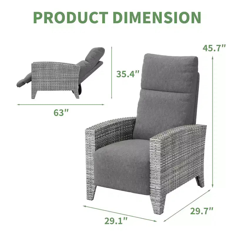 Poltrona Reclinabile in Vimini con Schienale e Poggiapiedi Regolabili, Poltrona da Patio Reclinabile in Rattan Piatta a 150° con Tavolino Laterale Estensibile e Pompa ad Aria
