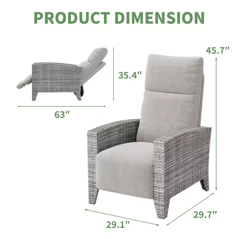 Poltrona Reclinabile in Vimini con Schienale e Poggiapiedi Regolabili, Poltrona da Patio Reclinabile in Rattan Piatta a 150° con Tavolino Laterale Estensibile e Pompa ad Aria