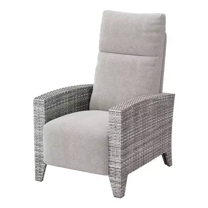 Poltrona Reclinabile in Vimini con Schienale e Poggiapiedi Regolabili, Poltrona da Patio Reclinabile in Rattan Piatta a 150° con Tavolino Laterale Estensibile e Pompa ad Aria
