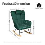 Nursery Rocking Chair,Teddy Upholstered Glider Rocker Rocking Accent Chair Padded Seat with High Backrest Armchair for Living Room