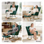 Nursery Rocking Chair,Teddy Upholstered Glider Rocker Rocking Accent Chair Padded Seat with High Backrest Armchair for Living Room