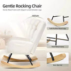 Nursery Rocking Chair,Teddy Upholstered Glider Rocker Rocking Accent Chair Padded Seat with High Backrest Armchair for Living Room