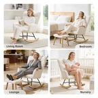 Nursery Rocking Chair,Teddy Upholstered Glider Rocker Rocking Accent Chair Padded Seat with High Backrest Armchair for Living Room
