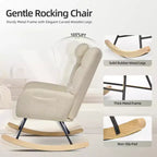 Nursery Rocking Chair,Teddy Upholstered Glider Rocker Rocking Accent Chair Padded Seat with High Backrest Armchair for Living Room