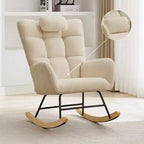 Nursery Rocking Chair,Teddy Upholstered Glider Rocker Rocking Accent Chair Padded Seat with High Backrest Armchair for Living Room