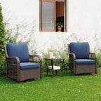 3 Pcs Outdoor Wicker Rattan Swivel Rocking Chair Set, 360-Degree Swivel Rocking Chair, Armored Glass Side Table for Backyard, Porch, Balcony, Garden