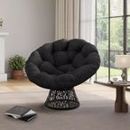Moderna sedia Papasan ergonomica in vimini da 37 pollici, sedia a conca girevole oversize con base girevole a 360° per camera da letto, patio, soggiorno, angolo lettura