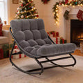 Papasan Rocking Chair, Oversized Rocking Papasan Chair with Thick Cushion, Sturdy Metal Frame, Suitable for Bedroom, Living Room, Garden, Gray