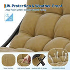Poltrona a dondolo Papasan, Poltrona a dondolo Papasan oversize con cuscino spesso, Robusto telaio in metallo, Adatta per camera da letto, soggiorno, giardino, marrone