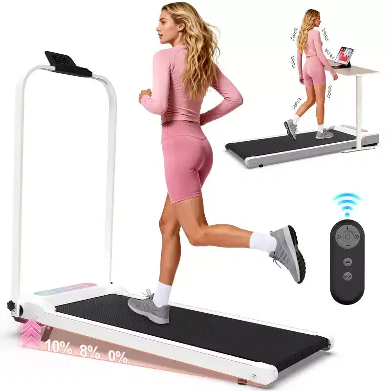 Whisen 2 in 1 Tapis Roulant Pieghevole Aggiornato, Tapis Roulant per Esercizi Domestici, Tapis Roulant Sotto Scrivania con Manubrio e Inclinazione