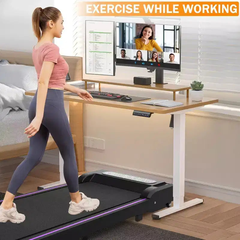 Whisen Tapis Roulant Pieghevole 2 in 1, Tapis Roulant Sotto Scrivania, Tapis Roulant da Camminata per Casa, Macchina da Corsa e Jogging con Maniglia