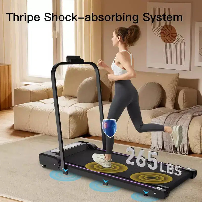 Whisen Tapis Roulant Pieghevole 2 in 1, Tapis Roulant Sotto Scrivania, Tapis Roulant da Camminata per Casa, Macchina da Corsa e Jogging con Maniglia