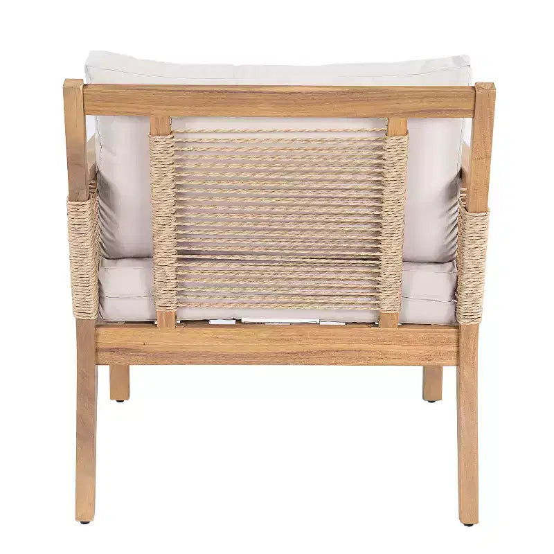 GDFStudio Brynn Sedie Club da Esterno in Legno di Acacia con Corda Intrecciata a Mano, Set da 2