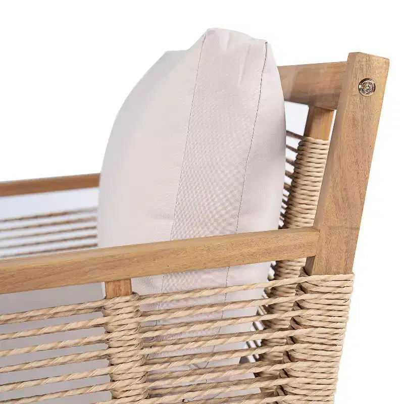 GDFStudio Brynn Sedie Club da Esterno in Legno di Acacia con Corda Intrecciata a Mano, Set da 2