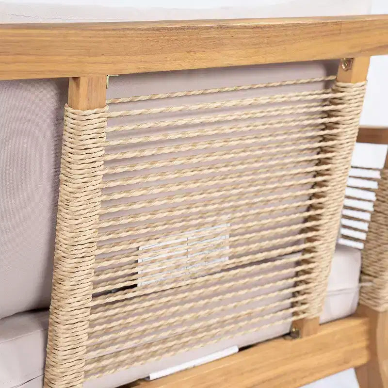 GDFStudio Brynn Sedie Club da Esterno in Legno di Acacia con Corda Intrecciata a Mano, Set da 2