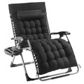 26 in Zero Gravity Recliner Chair Folding Lounge with Cushion Tray 500 lbs Black