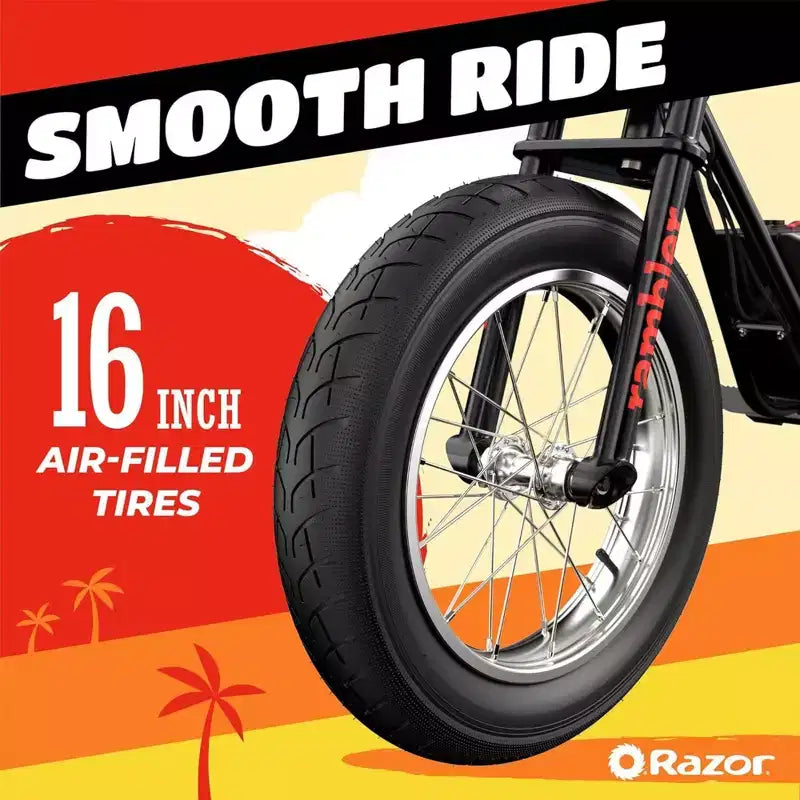 Minimoto elettrica Razor Rambler 16 stile retrò con motore da 350 W e batteria da 36 V, nero