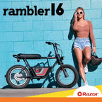 Minimoto elettrica Razor Rambler 16 stile retrò con motore da 350 W e batteria da 36 V, nero