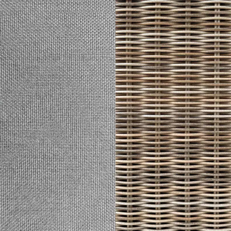 Martha Stewart Lily Pond Set of 2 Indoor-Outdoor Patio Club Chairs in Weathered Gray Rattan Wicker with Gray All-Weather Cushions