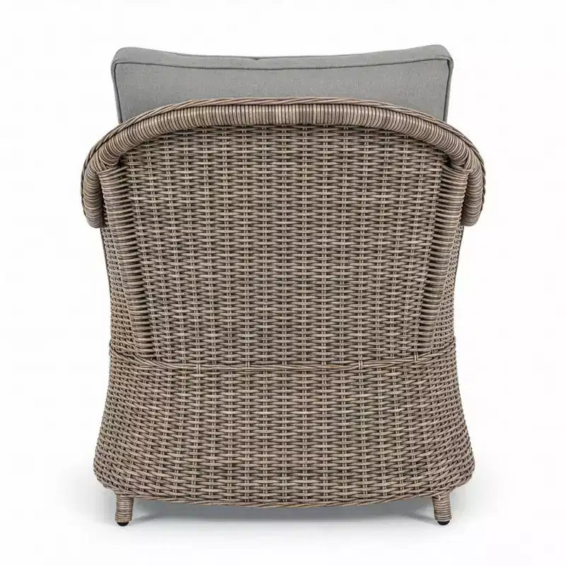 Martha Stewart Lily Pond Set of 2 Indoor-Outdoor Patio Club Chairs in Weathered Gray Rattan Wicker with Gray All-Weather Cushions