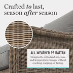 Martha Stewart Lily Pond Set of 2 Indoor-Outdoor Patio Club Chairs in Weathered Gray Rattan Wicker with Gray All-Weather Cushions