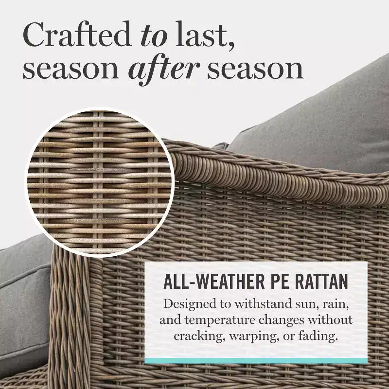 Martha Stewart Lily Pond Set of 2 Indoor-Outdoor Patio Club Chairs in Weathered Gray Rattan Wicker with Gray All-Weather Cushions