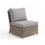 Martha Stewart Lily Pond Indoor-Outdoor Modular Patio Sectional Sofa Center Seat in Weathered Gray Rattan Wicker with Gray All-Weather Cushions