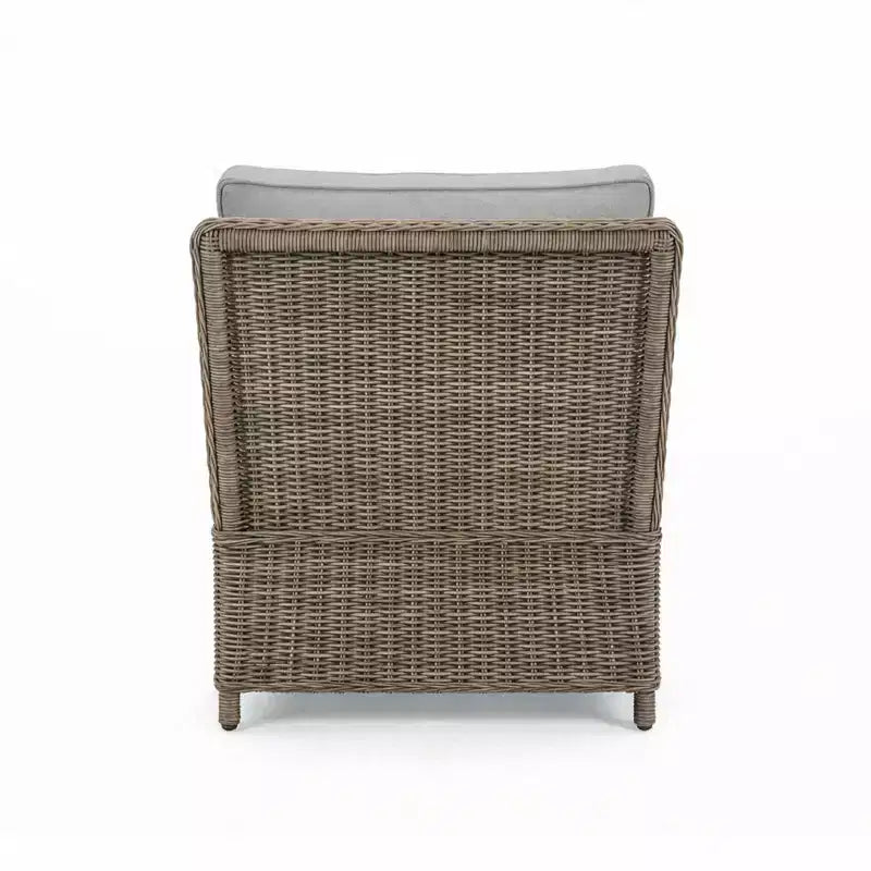 Martha Stewart Lily Pond Indoor-Outdoor Modular Patio Sectional Sofa Center Seat in Weathered Gray Rattan Wicker with Gray All-Weather Cushions