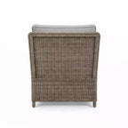 Martha Stewart Lily Pond Indoor-Outdoor Modular Patio Sectional Sofa Center Seat in Weathered Gray Rattan Wicker with Gray All-Weather Cushions