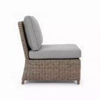 Martha Stewart Lily Pond Indoor-Outdoor Modular Patio Sectional Sofa Center Seat in Weathered Gray Rattan Wicker with Gray All-Weather Cushions