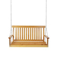 4FT Outdoor Wooden Porch Swing, Patio Hanging Bench Swing with Hanging Chains & Springs for Garden, Deck, Patio, Yard & Beach