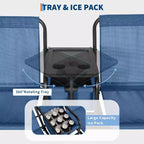 2-Person Outdoor Porch Swing with Canopy, Cup Holders & Pivot Storage Table, Weather-Resistant Steel Frame