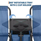 2-Person Outdoor Porch Swing with Canopy, Cup Holders & Pivot Storage Table, Weather-Resistant Steel Frame