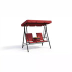2-Person Outdoor Porch Swing with Canopy, Cup Holders & Pivot Storage Table, Weather-Resistant Steel Frame