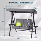 Adjustable 2-in-1 Patio Swing for 2 with Canopy, Cup Holders & Thick Cushions, Weather-Resistant Steel Frame