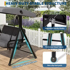 Adjustable 2-in-1 Patio Swing for 2 with Canopy, Cup Holders & Thick Cushions, Weather-Resistant Steel Frame