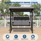 Adjustable 2-in-1 Patio Swing for 2 with Canopy, Cup Holders & Thick Cushions, Weather-Resistant Steel Frame