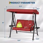 Adjustable 2-in-1 Patio Swing for 2 with Canopy, Cup Holders & Thick Cushions, Weather-Resistant Steel Frame