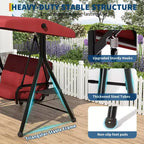 Adjustable 2-in-1 Patio Swing for 2 with Canopy, Cup Holders & Thick Cushions, Weather-Resistant Steel Frame
