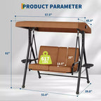 Adjustable 2-in-1 Patio Swing for 2 with Canopy, Cup Holders & Thick Cushions, Weather-Resistant Steel Frame