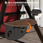 Adjustable 2-in-1 Patio Swing for 2 with Canopy, Cup Holders & Thick Cushions, Weather-Resistant Steel Frame