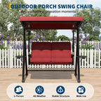 Adjustable 2-in-1 Patio Swing for 2 with Canopy, Cup Holders & Thick Cushions, Weather-Resistant Steel Frame