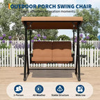 Adjustable 2-in-1 Patio Swing for 2 with Canopy, Cup Holders & Thick Cushions, Weather-Resistant Steel Frame